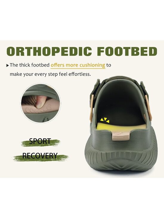Men\'s Green Beige Recovery Clogs Comfortable Orthopedic Mules Thick Sandal Shoes